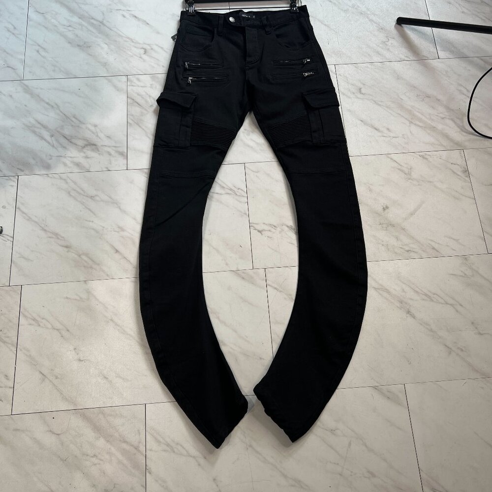 AKINGS Biker Stacked Jeans - Black